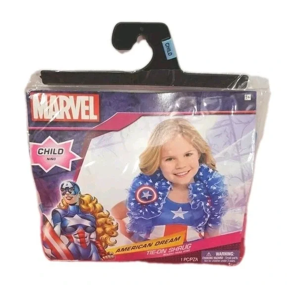 Marvel Child American Dream Tie On Shrug Boa Costume Fancy Halloween‎ - Picture 2 of 7